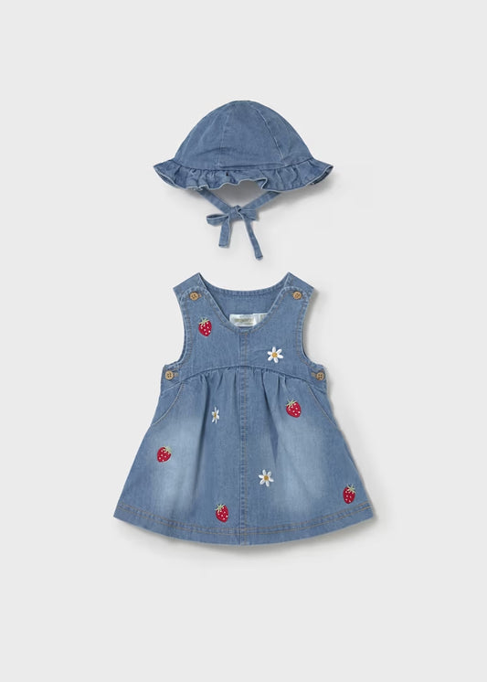 Abito in jeans ricamato con cappellino MAYORAL