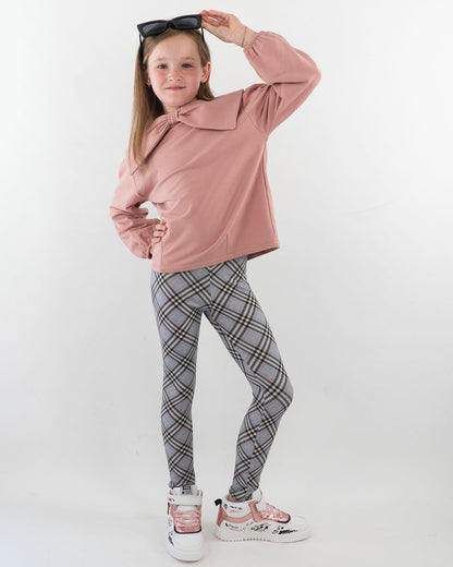 Completo felpato con legging a quadri MAYORAL