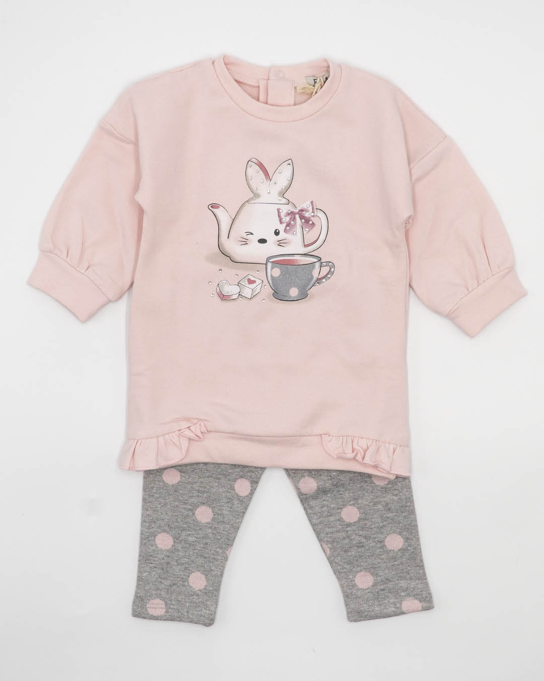 Completo 2 pz. felpato con legging a pois EMC