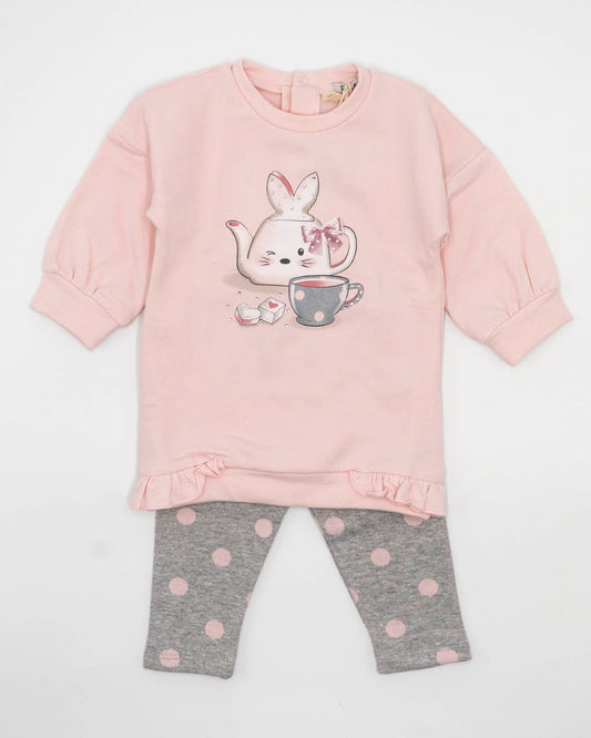 Completo 2 pz. felpato con legging a pois EMC
