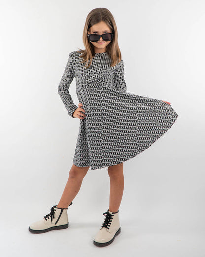 Vestito mainica lunga punto jacquard