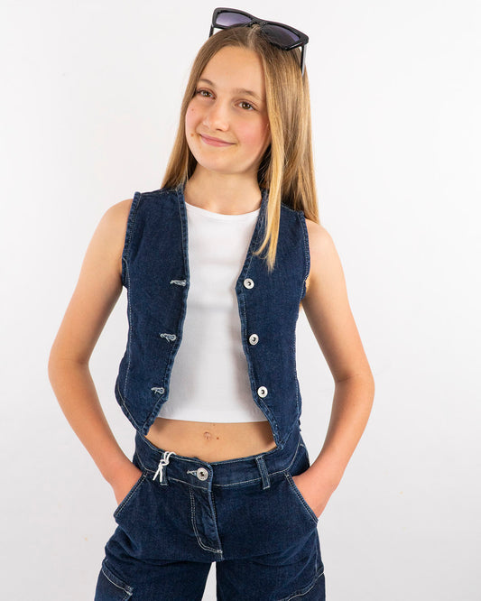 Gilet in jeans elasticizzatoI DO