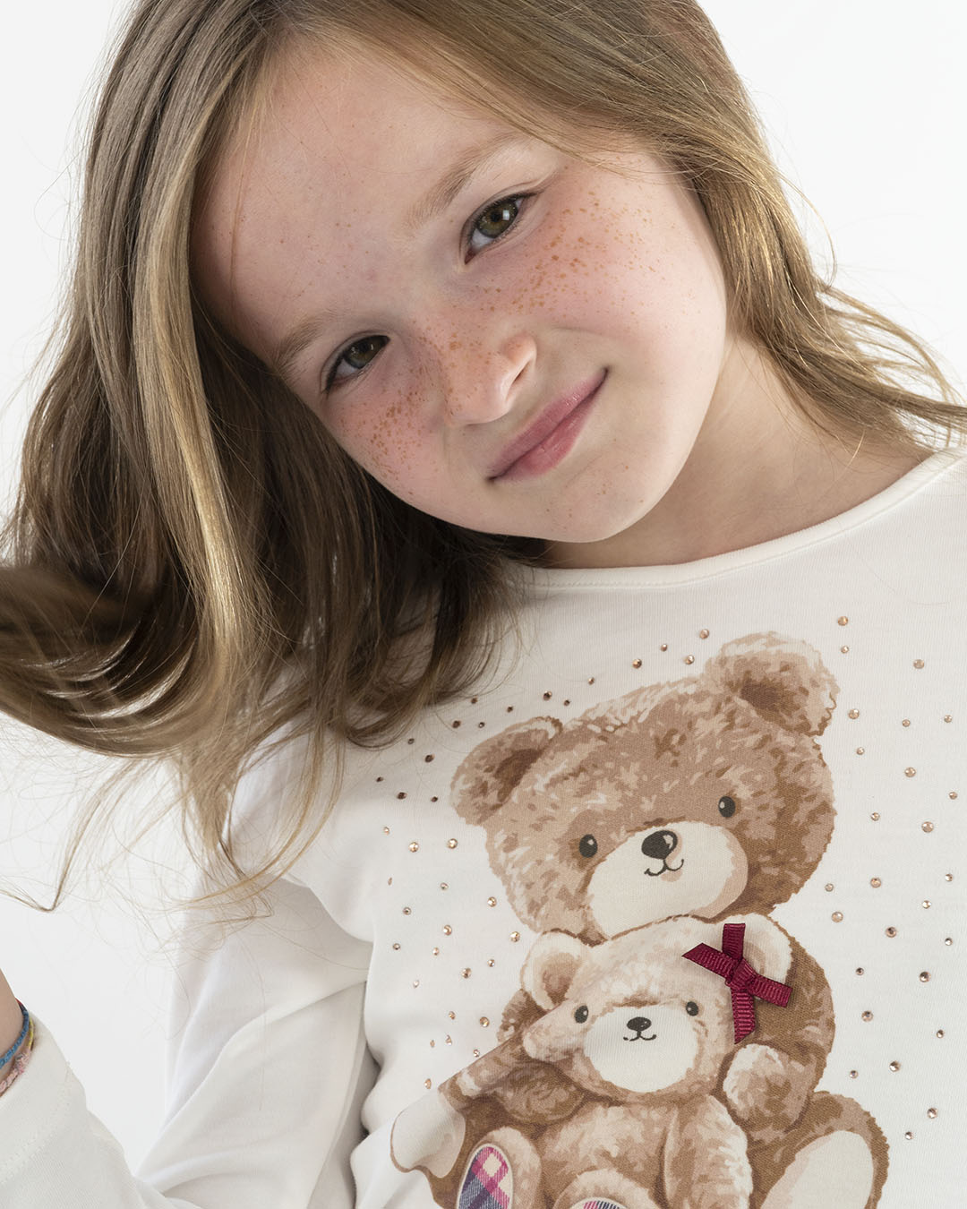 T-shirt manica lunga con orsetti e strass I DO