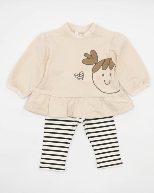 Completo 2 pz. felpato con leggings rigati MAYORAL