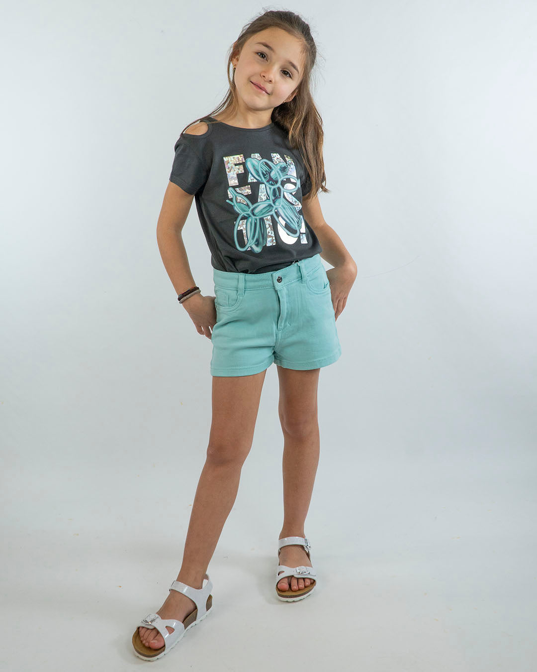 T-shirt cut out con scritta cangiante MAYORAL