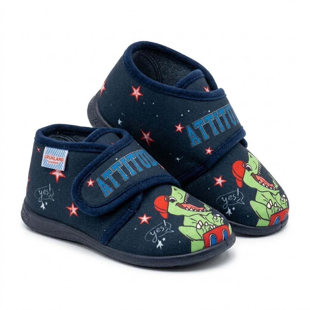 Pantofola con strappo e suola in gomma GRUNLAND