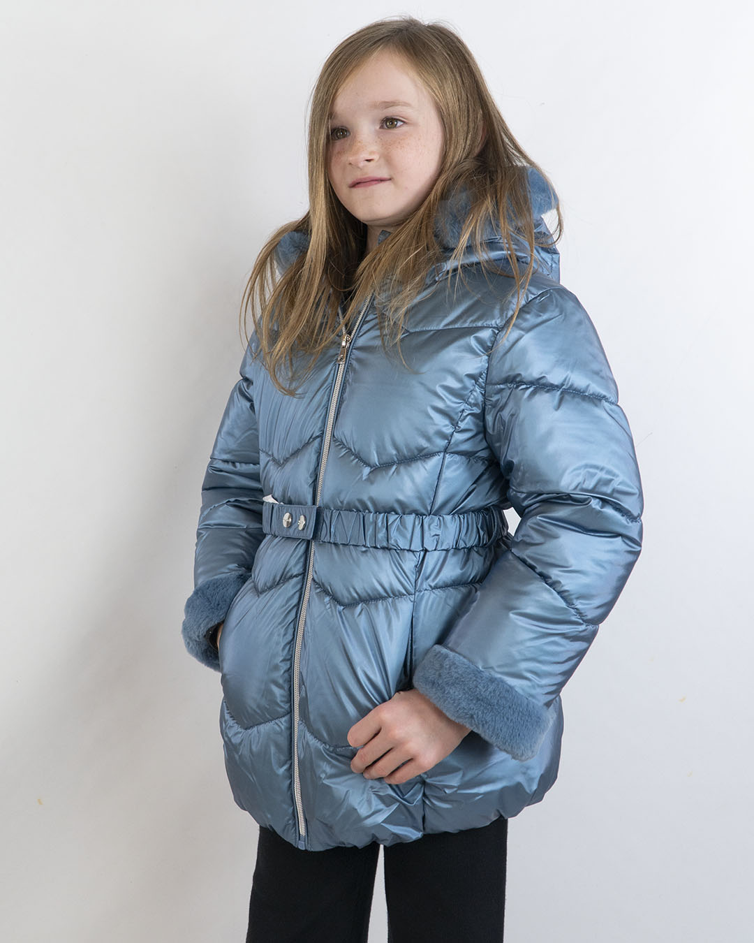 Giaccone metallizzato foderato con cintura MAYORAL