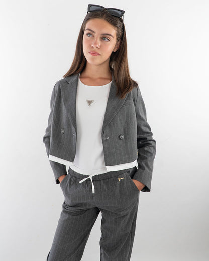 Giacca corta doppiopetto gessata  GUESS