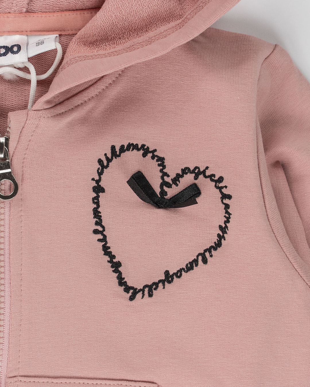 Felpa con zip e cuoricino felpata I DO