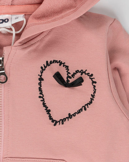 Felpa aperta a peso medio con cuoricino I DO