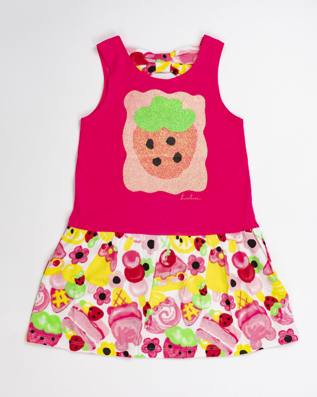 Abito con stampa fragola glitterata