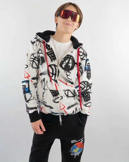 Felpa fantasia basket con zip NEVER GIVE UP