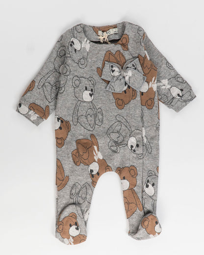 Tutina felpata con orsetti e fiocco EMC