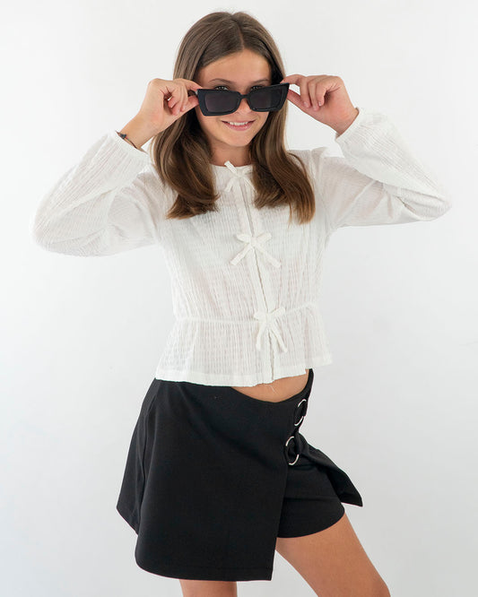 Camicia goffrata con fiocchetti MAYORAL