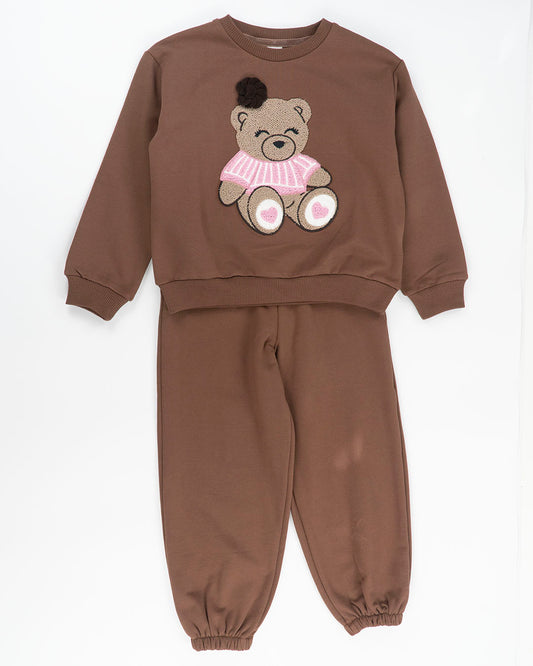 Tuta 2 pz. felpata con orsetto in spugna I DO