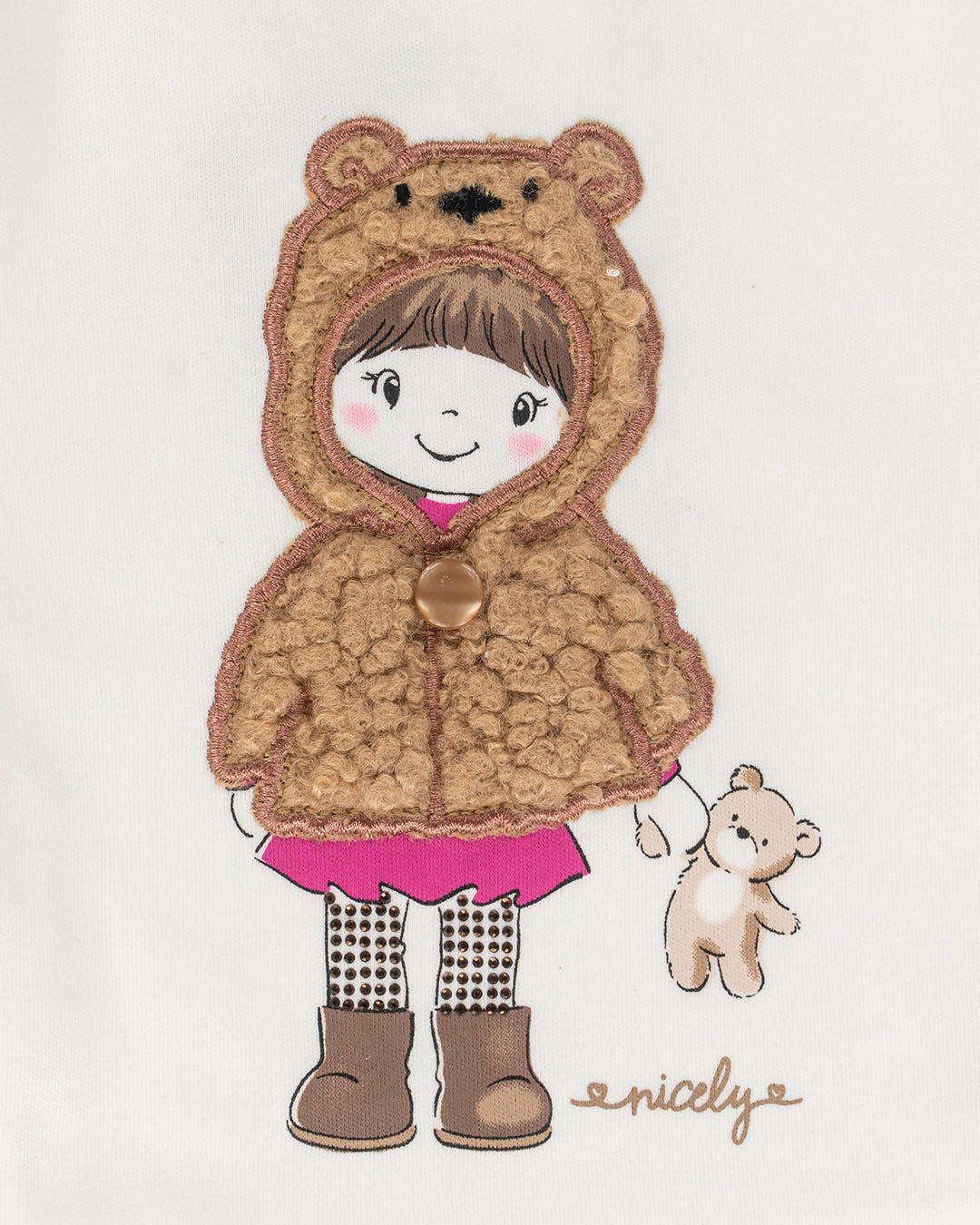 T-shirt manica lunga con bimba in pelliccetta I DO