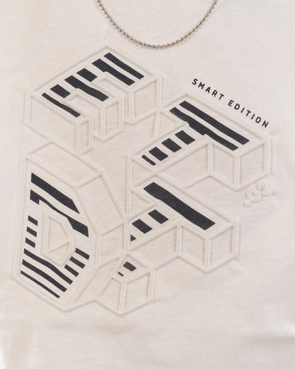 T-shirt manica corta con stampa in rilievo
