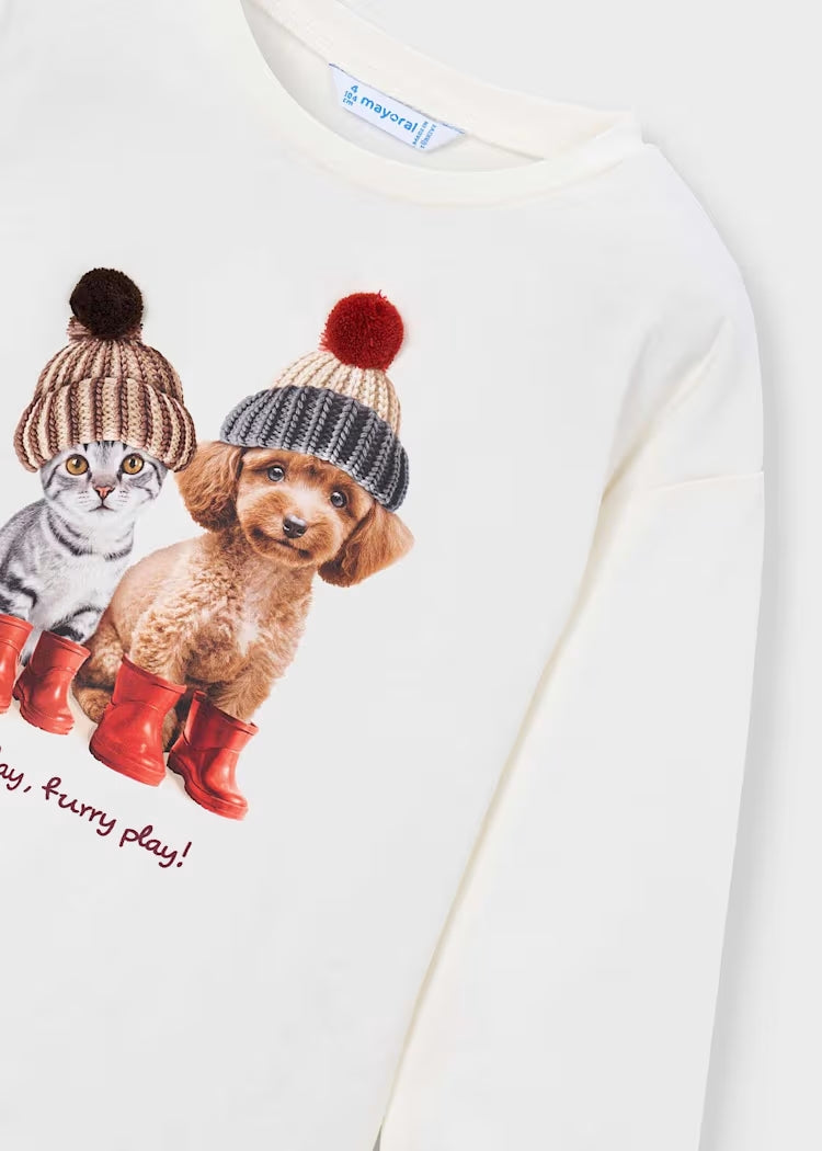 T-shirt con gatti con berretti art.4.031-95MAYORAL