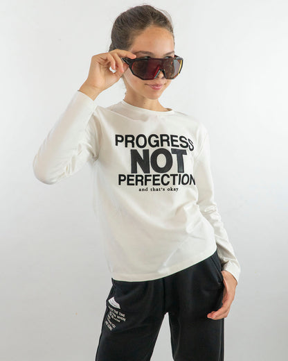 T-shirt manica lunga con scritta in ecopelle I DO
