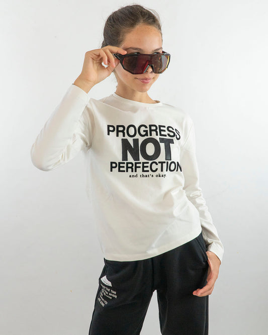 T-shirt manica lunga con scritta in ecopelle I DO