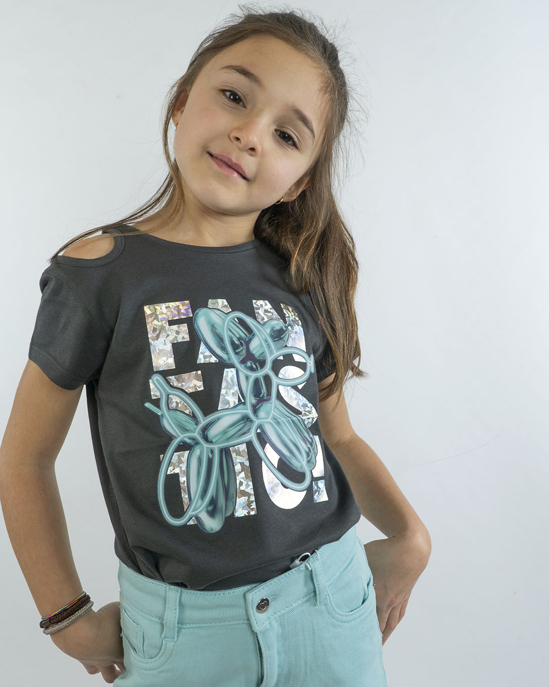 T-shirt cut out con scritta cangiante MAYORAL