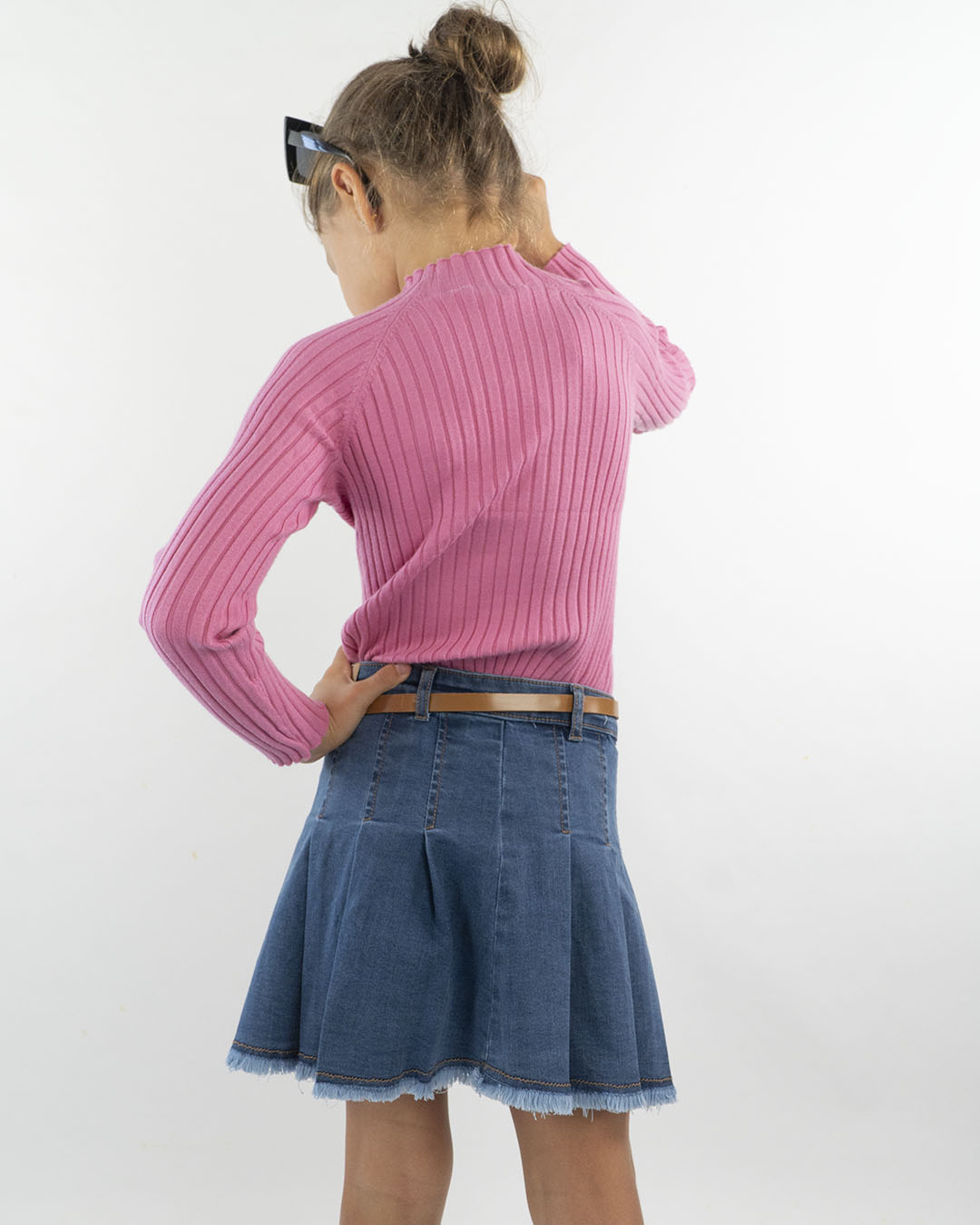Gonna  in jeans a pieghe con cintura MAYORAL