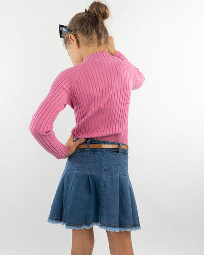 Gonna  in jeans a pieghe con cintura MAYORAL