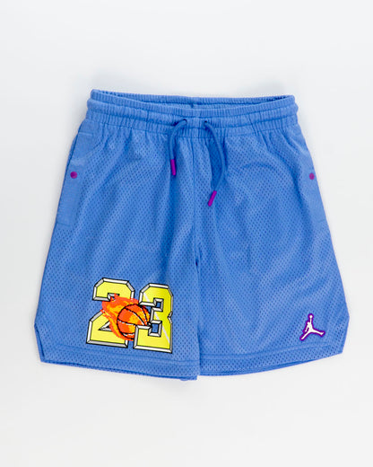Pantaloncini tipo basket con logo infuocato JORDAN