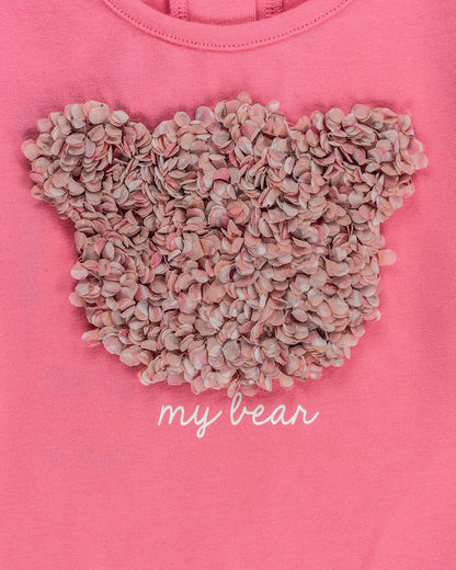 T-shirt manica lunga con orsetto a petali I DO