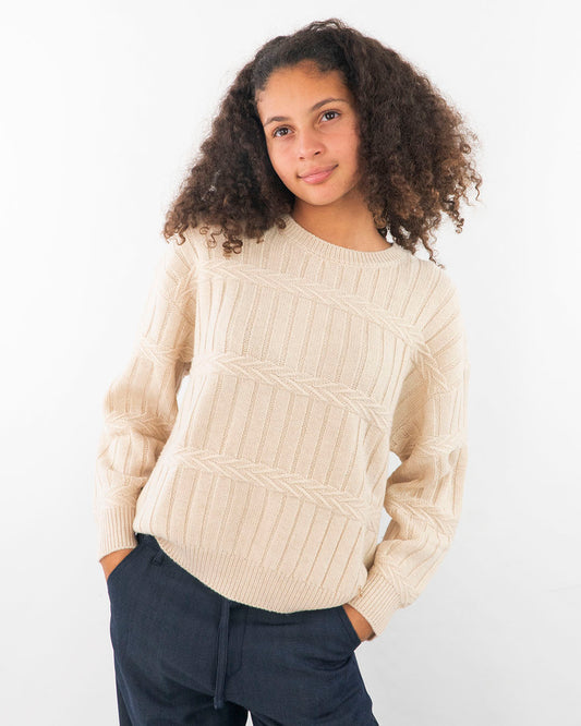 Maglione misto lana con coste e trecce KOCCA