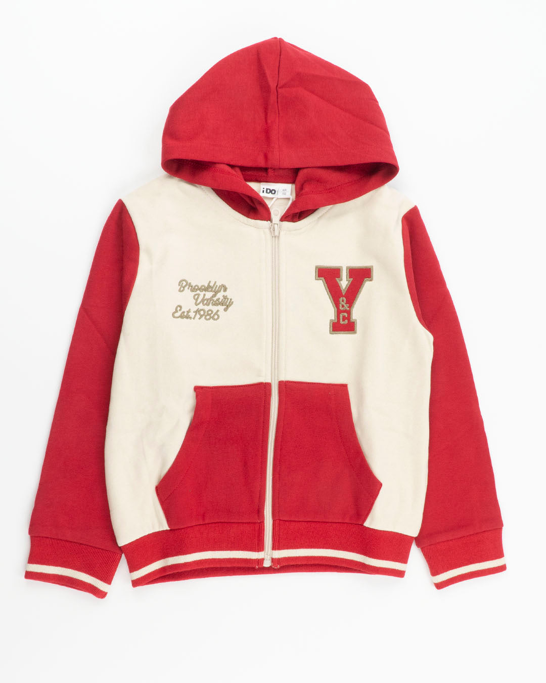 Felpa bicolor stile college con zip I DO