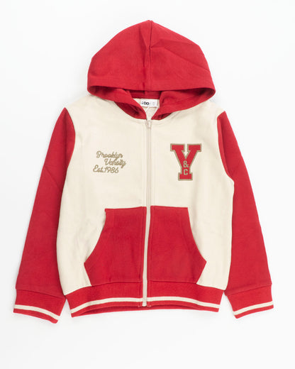Felpa bicolor stile college con zip I DO