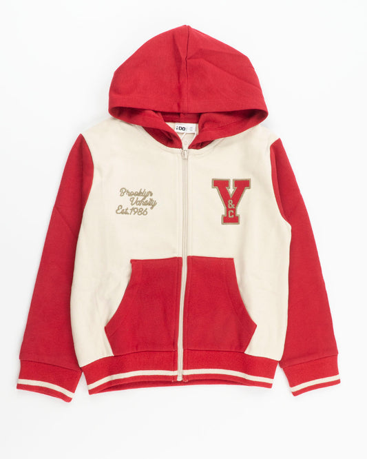 Felpa bicolor stile college con zip I DO