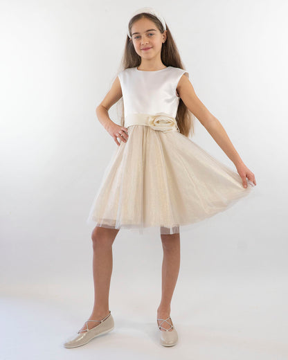 Abito con gonna in lurex e tulle con cintura I DO