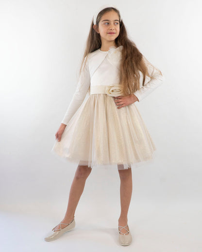 Abito con gonna in lurex e tulle con cintura I DO