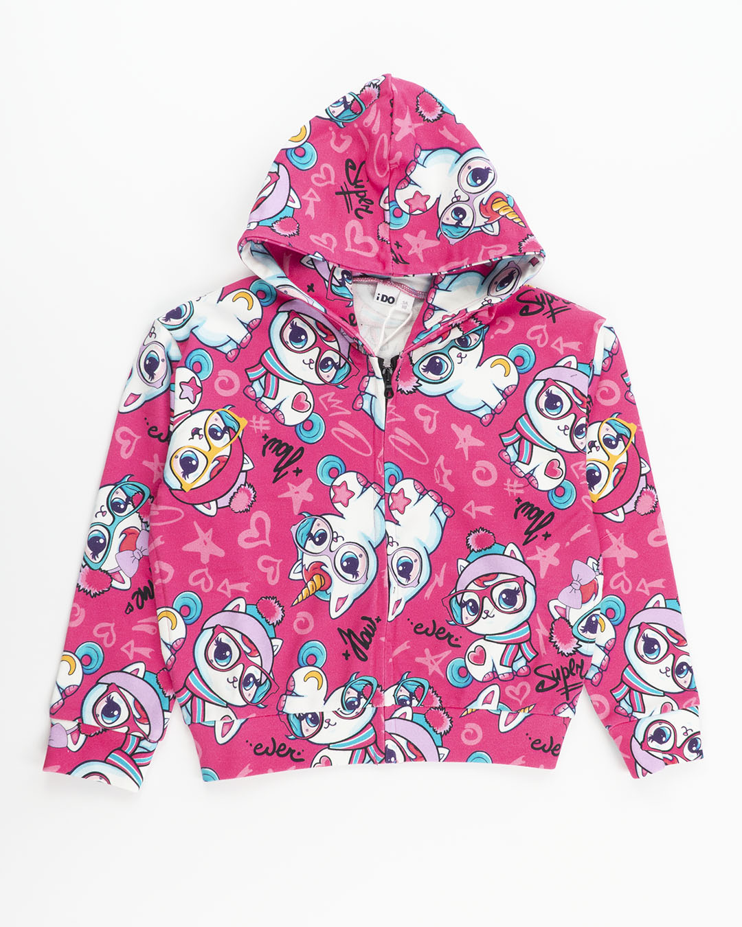 Felpa leggera con zip e unicorni I DO