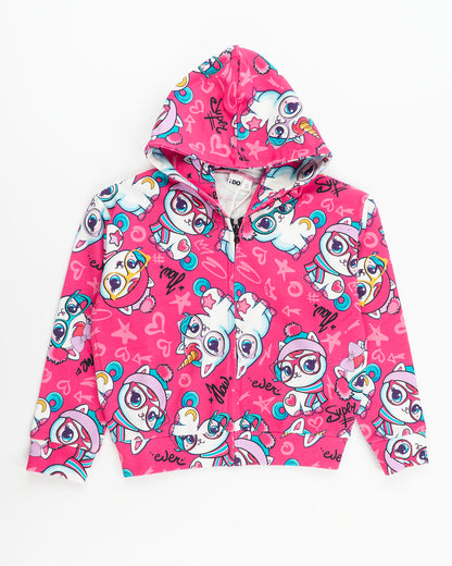 Felpa leggera con zip e unicorni I DO