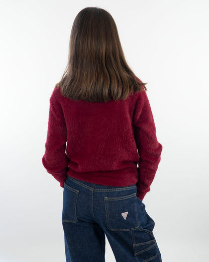 Maglione peloso con logo ricamato dorato GUESS