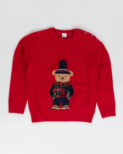 Maglione girocollo con orsetto e pon pon I DO