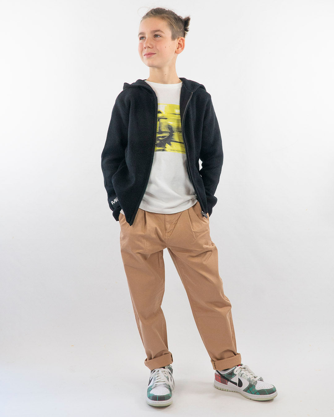 Cardigan a costine con zip e cappuccio I DO