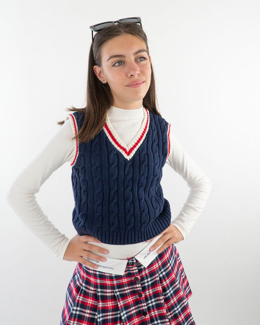 Gilet smanicato a trecce stile college I DO