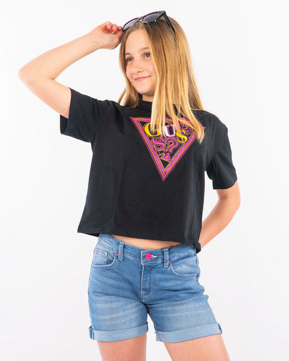 Shorts in Jeans con bottoni fucsia GUESS