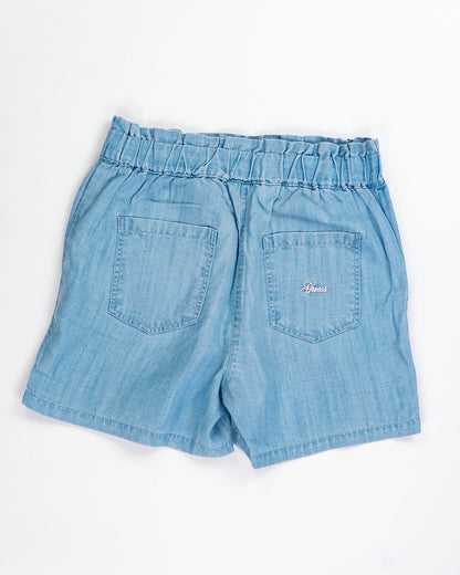 Shorts in denim con fiori ricamati