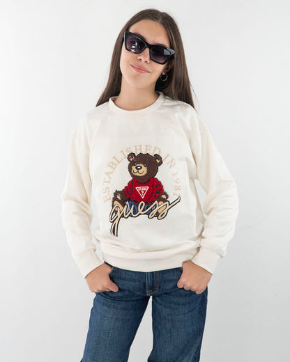 Felpa oversize fit felpata con orsettoGUESS
