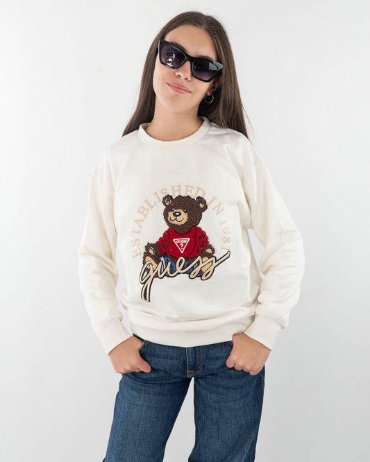 Felpa oversize fit felpata con orsettoGUESS