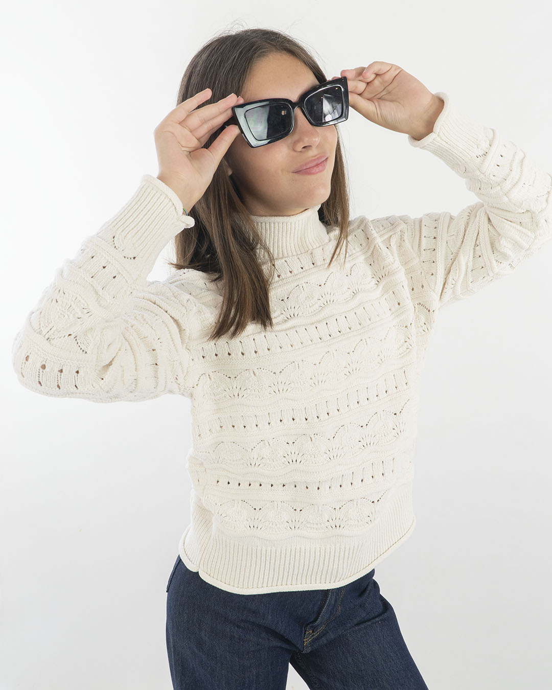 Maglione traforato con collo alto GUESS