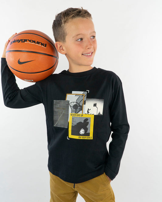 T-shirt manica lunga con stampa basket MAYORAL