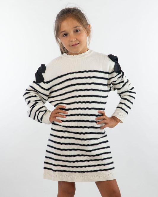 Abito rigato in maglia con fiocchi MAYORAL