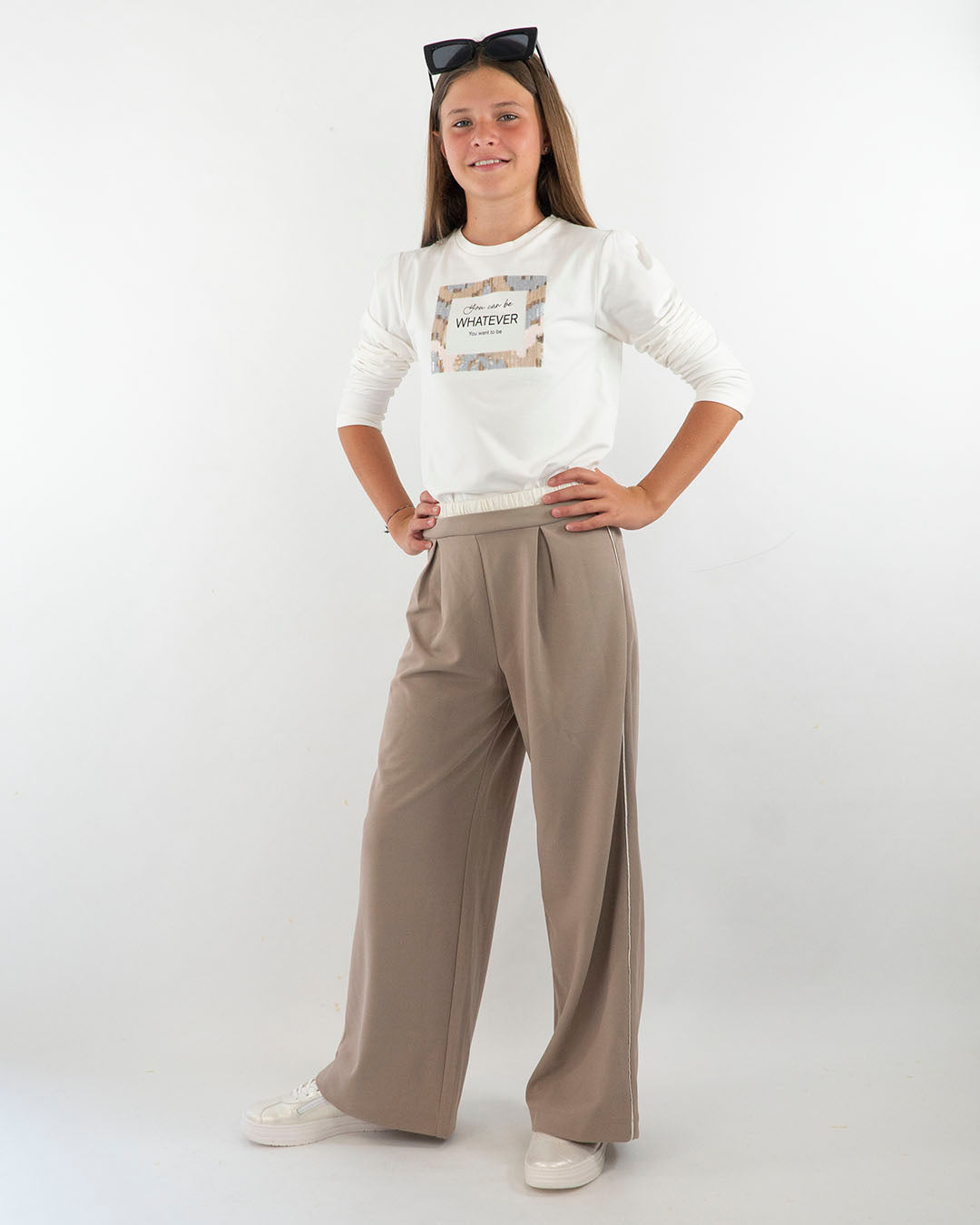 Pantaloni larghi elasticizzati con riga MAYORAL