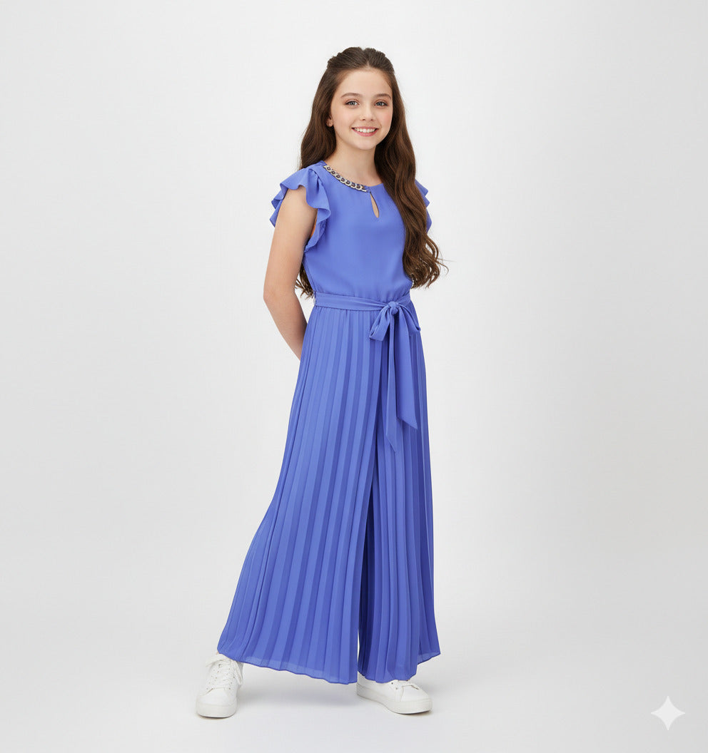 Tuta elegante plissettata con catenina dorata I DO